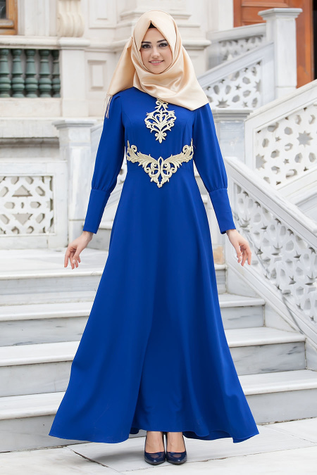 New Kenza - Sax Blue Hijab Dress 3017SX