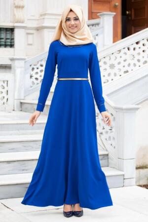 New Kenza - Sax Blue Hijab Dress 3020SX - 1