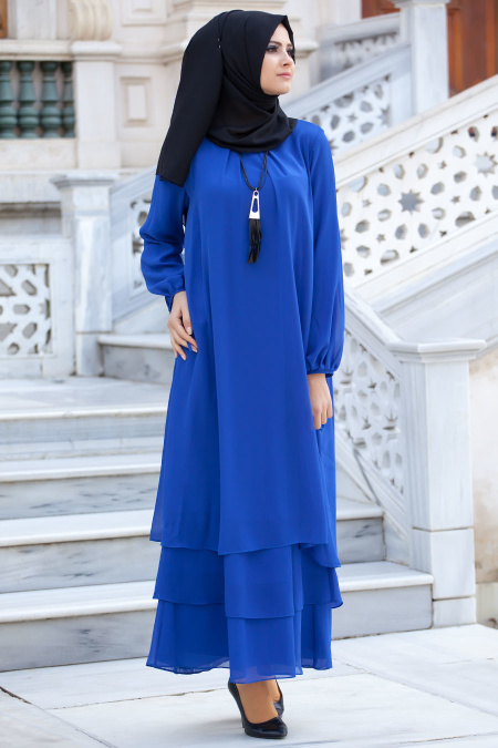 New Kenza - Sax Blue Hijab Dress 3022SX