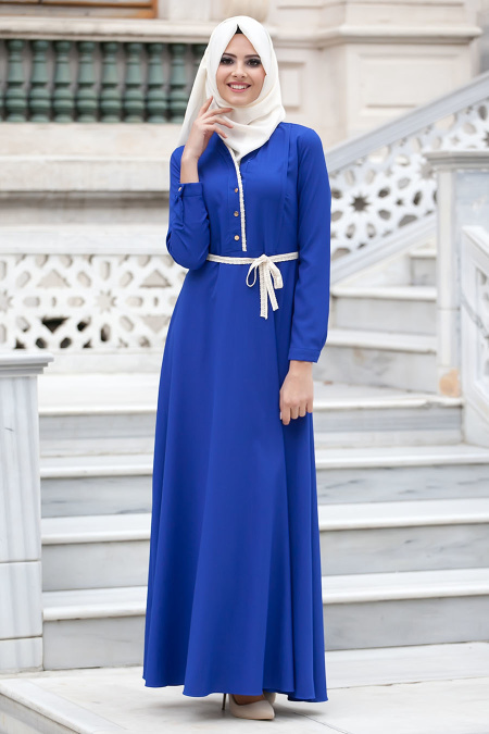 New Kenza - Sax Blue Hijab Dress 3023SX