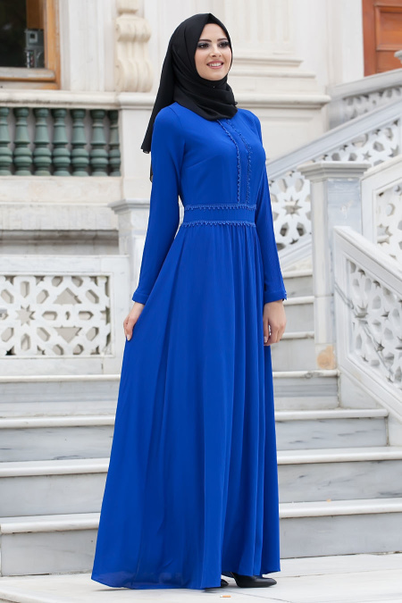 New Kenza - Sax Blue Hijab Dress 3024SX