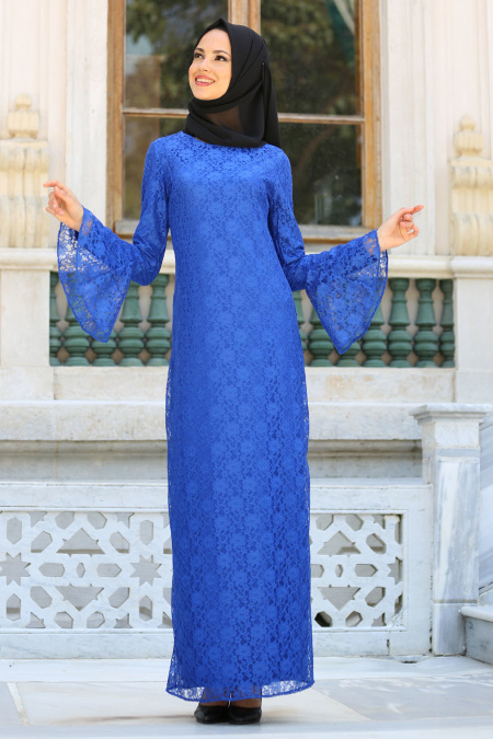New Kenza - Sax Blue Hijab Dress 3067SX