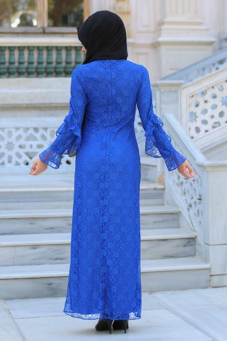 New Kenza - Sax Blue Hijab Dress 3070SX - 3