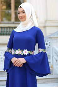 New Kenza - Sax Blue Hijab Dress 3079SX - Thumbnail