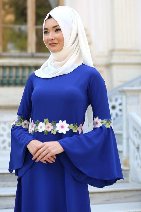 New Kenza - Sax Blue Hijab Dress 3079SX - 2