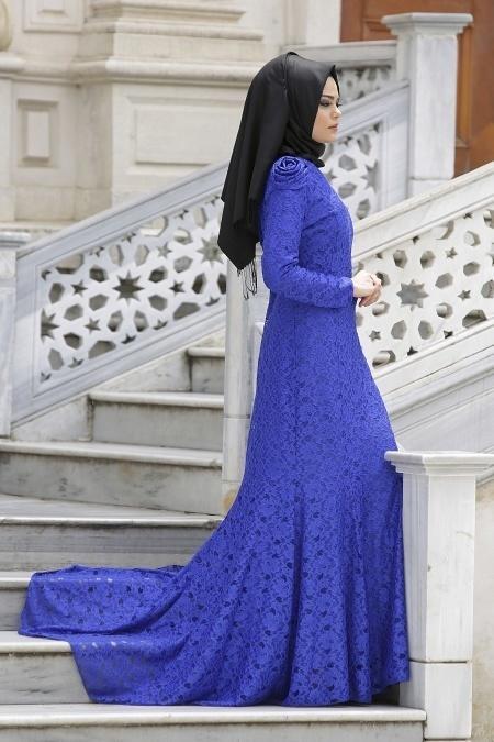 New Kenza - Sax Blue Hijab Dress 3995SX - 2
