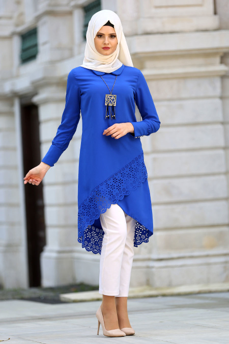 New Kenza - Sax Blue Hijab Tunic 2049SX