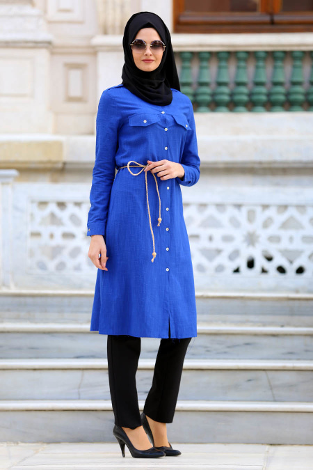 New Kenza - Sax Blue Hijab Tunic 2053SX