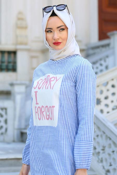New Kenza - Sax Blue Hijab Tunic 2937-01SX - 2