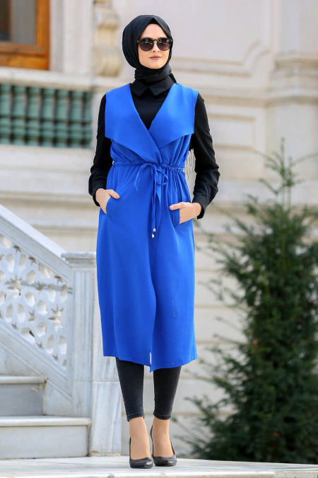 New Kenza - Sax Blue Hijab Vest 4974SX
