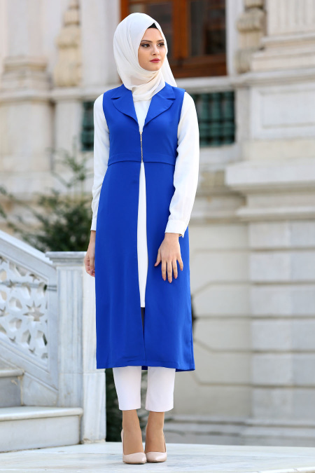 New Kenza - Sax Blue Hijab Vest 4979SX