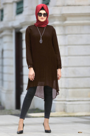 New Kenza - Tunique Hijab Marron 20980KH - Thumbnail