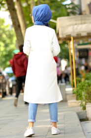 New Kenza - White Hijab Coat 4981B - Thumbnail