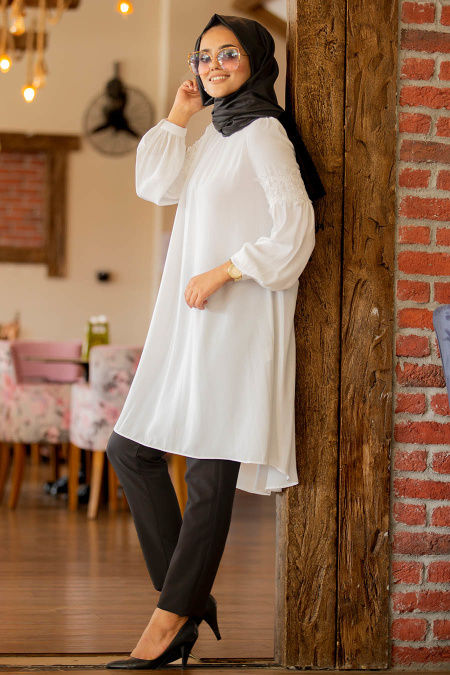 New Kenza - White Hijab Tunic 2010B