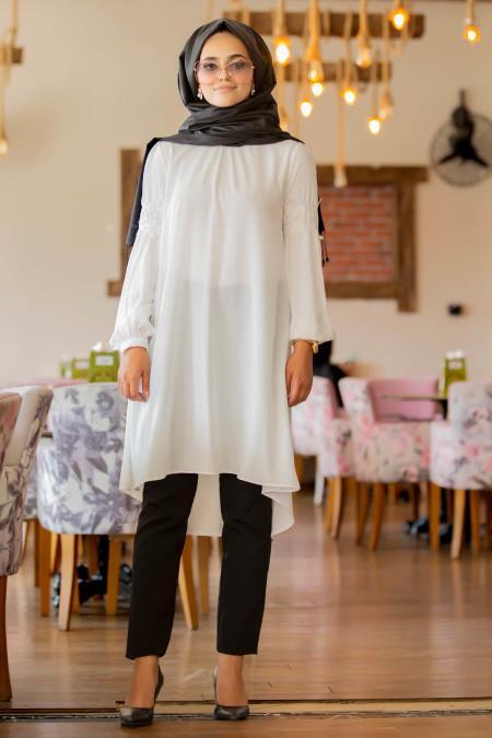 New Kenza - White Hijab Tunic 2010B - 2