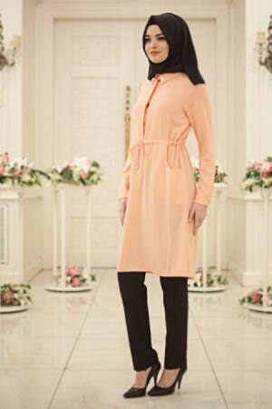New Kenza - Yakası Broşlu Somon Tesettür Tunik 2857SMN - 1