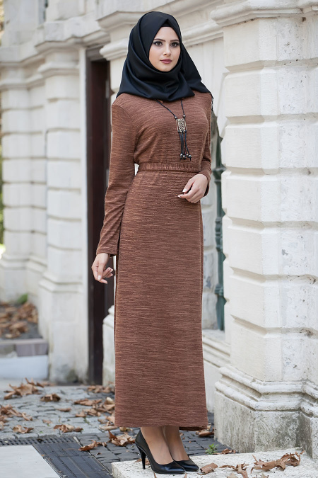 New Kenza - Yellowish Brown Hijab Dress 3956TB
