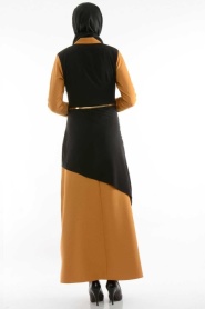 NK Collection - Belted Tan Dress - Thumbnail