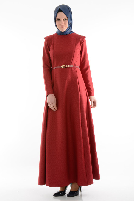 NK Collection - Claret Red Hijab Dress 6415BR