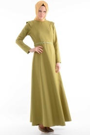 NK Collection - Patterned Khaki Dress - Thumbnail