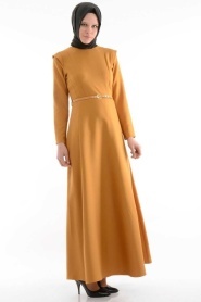 NK Collection - Patterned Tan Dress - Thumbnail