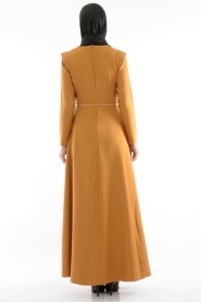 NK Collection - Patterned Tan Dress - Thumbnail