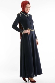 NK Collection - Silvery Navy Blue Dress 9410L - Thumbnail