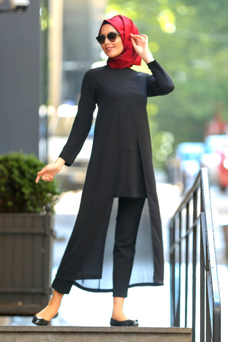 Noir- Afra - Tunique Hijab 2059S