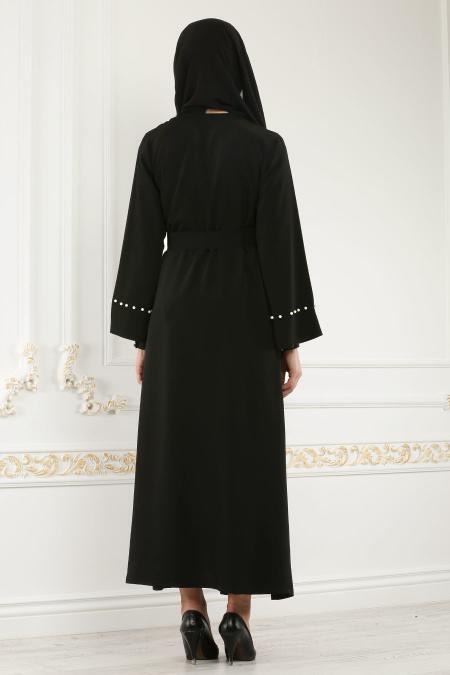 Noir - Nayla Collection - Abaya Décontracté 4752S - 3