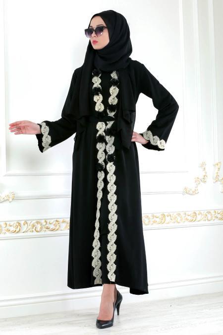 Noir - Nayla Collection - Abaya Décontracté 4753S - 2