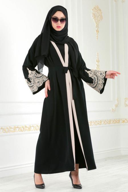 Noir - Nayla Collection - Abaya Décontracté 4756S - 2