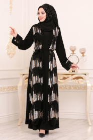 Noir - Nayla Collection - Abaya Hijab 9572S - Thumbnail