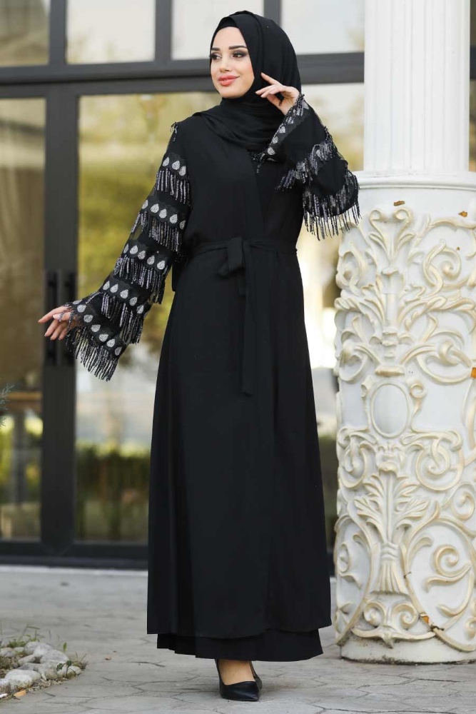 Noir - Nayla Collection - Abaya Hijab 95760S - 1