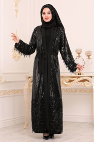 Noir - Nayla Collection - Abaya Hijab 95813S - Thumbnail