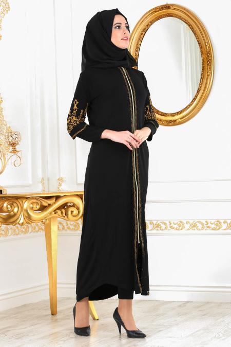 Noir - Nayla Collection - Abaya Turque 985S - 1