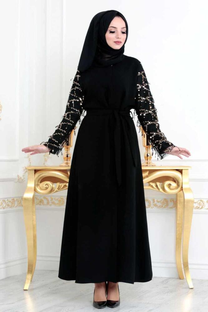 Noir - Nayla Collection - Abaya Turque Hijab 132S - 1
