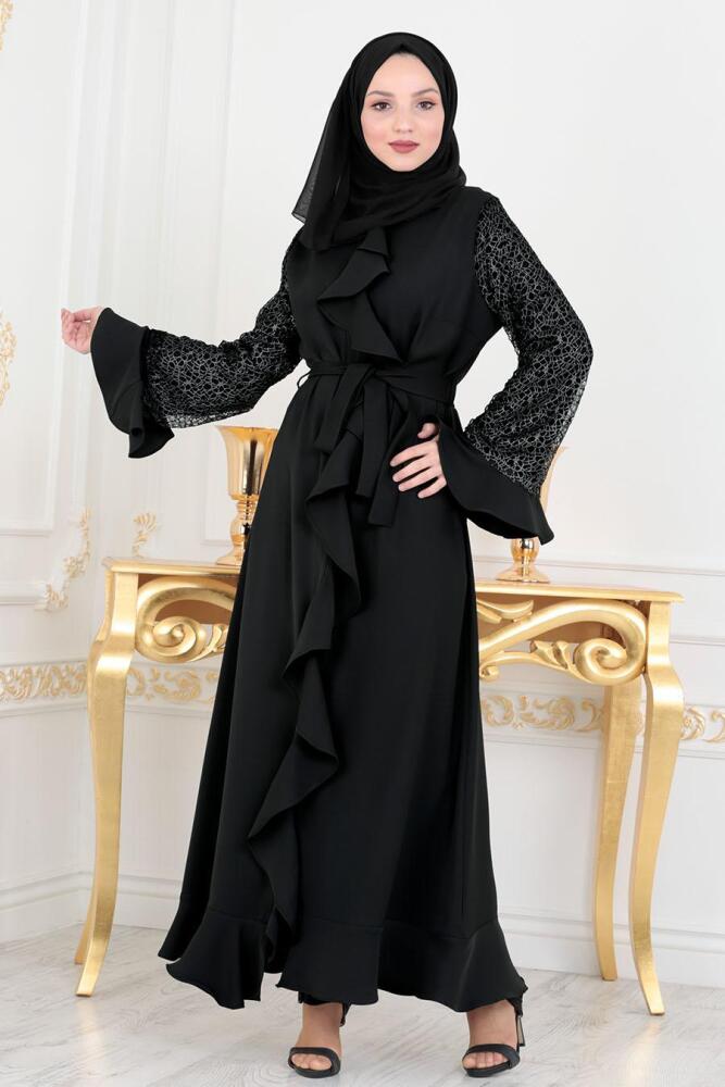 Noir - Nayla Collection - Abaya Turque Hijab 136S - 2