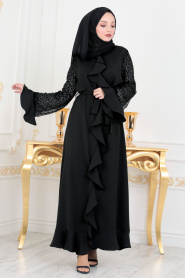 Noir - Nayla Collection - Abaya Turque Hijab 136S - Thumbnail