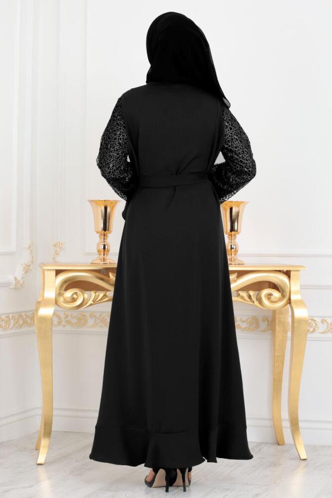 Noir - Nayla Collection - Abaya Turque Hijab 136S - 3