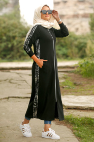 Noir - Nayla Collection - Abaya Turque Hijab 3002S - Thumbnail