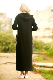Noir - Nayla Collection - Abaya Turque Hijab 3002S - Thumbnail