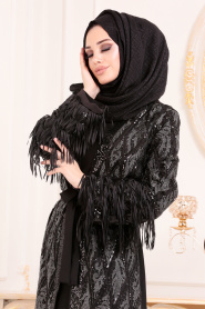 Noir- Nayla Collection - Abaya Turque Hijab 95811S - Thumbnail