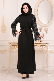 Noir- Nayla Collection - Abaya Turque Hijab 9660S - Thumbnail