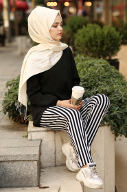 Noir- Nayla Collection - hijab Pantalon 20801S - Thumbnail
