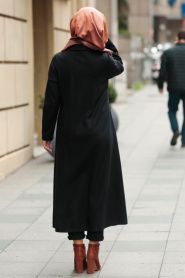 Noir - Nayla Collection - Manteau Hijab 2445S - Thumbnail