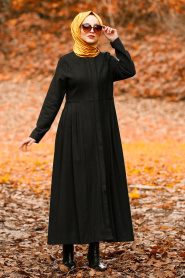 Noir - Nayla Collection - Manteau Hijab 2446S - Thumbnail