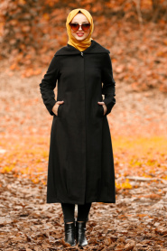 Noir - Nayla Collection - Manteau Hijab 2453S - Thumbnail
