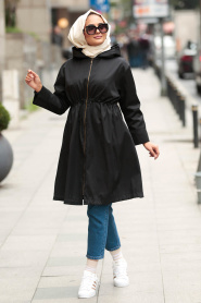 Noir - Nayla Collection - Manteau Hijab 2456S - Thumbnail