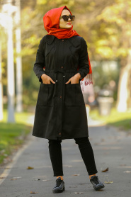 Noir - Nayla Collection - Manteau Hijab 2469S - Thumbnail
