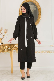 Noir - Nayla Collection - Manteau Hijab 2475S - Thumbnail